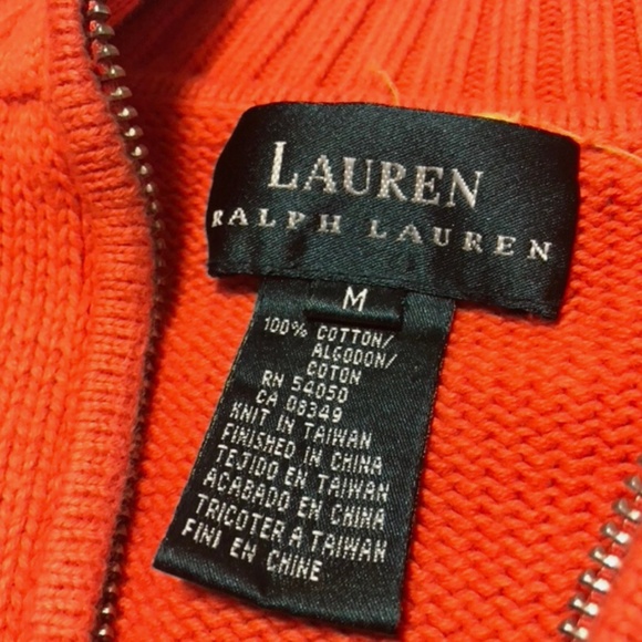 Ralph Lauren Quarter Zip Orange - Picture 3 of 5